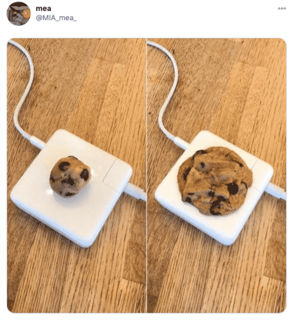 cookie dough cooking on a hot mac adapter funny picture